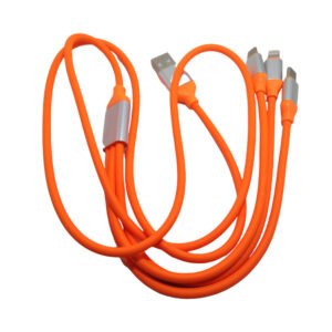 Blazify 3 in 1 Charging Cable With USB 2.0, Type C, and Lightning Connector Yellow Color 1